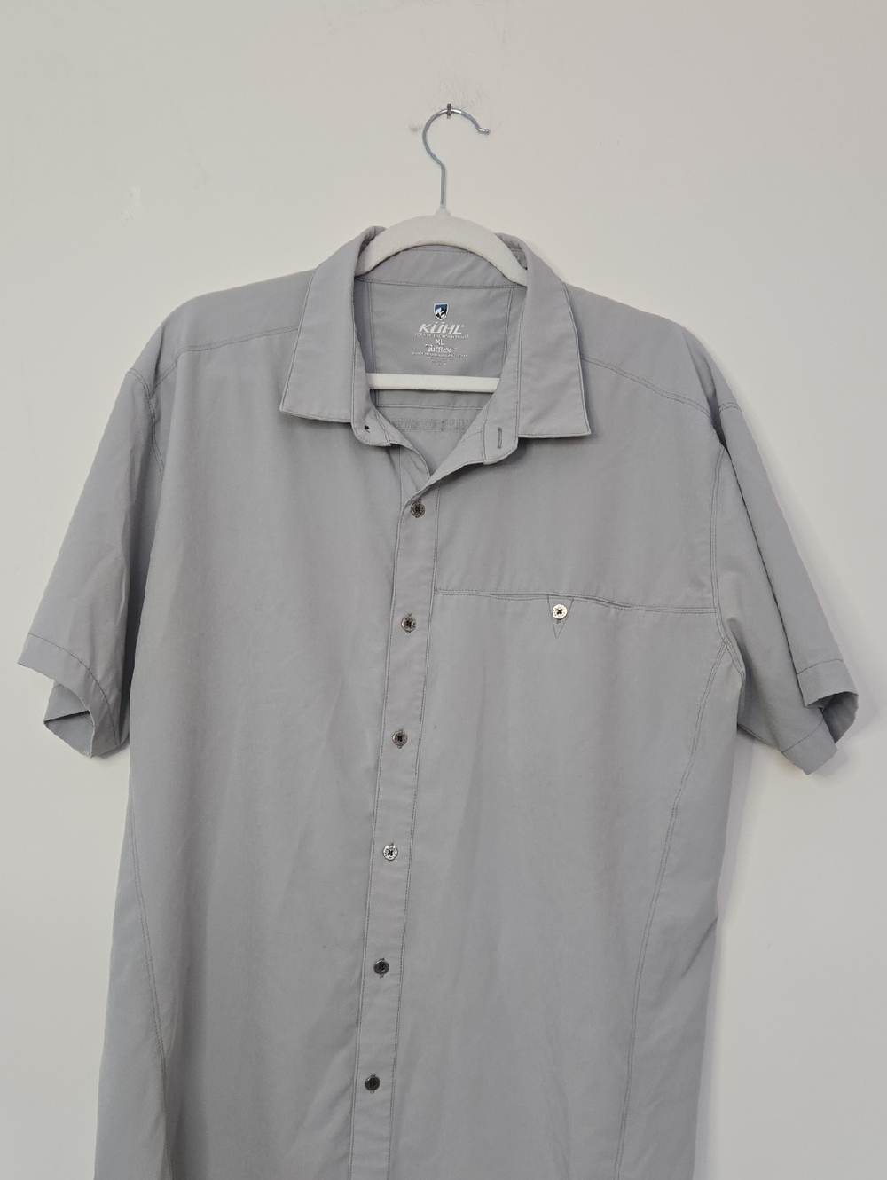 Kühl Men’s Short Sleeve Button-Up Shirt - Light Gray TuffleX Breathable XL - Picture 1 of 2